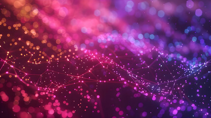 Obraz premium Abstract Background with Pink and Blue Bokeh and Connected Lines