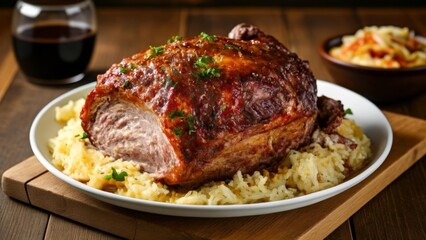 Deliciously roasted meat with golden rice ready to be savored