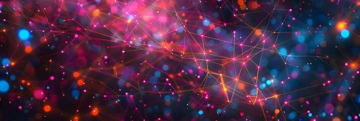 Abstract Background with Colorful Lines and Bokeh Lights