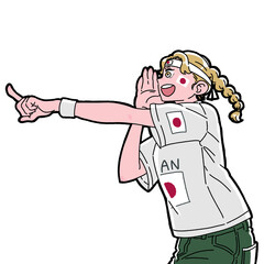 日本代表を応援する女の子