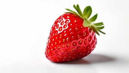  Fresh and juicy red strawberry with green leaves