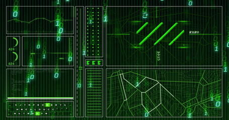 Image of data processing on black background