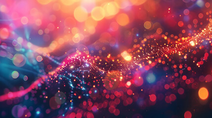 Abstract Background with Red, Orange, and Blue Bokeh Lights