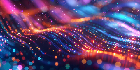 Obraz premium Abstract 3D Background with Colorful Lights and Bokeh