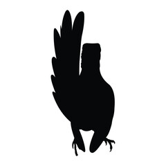 silhouette of a chirping bird on a black and white background