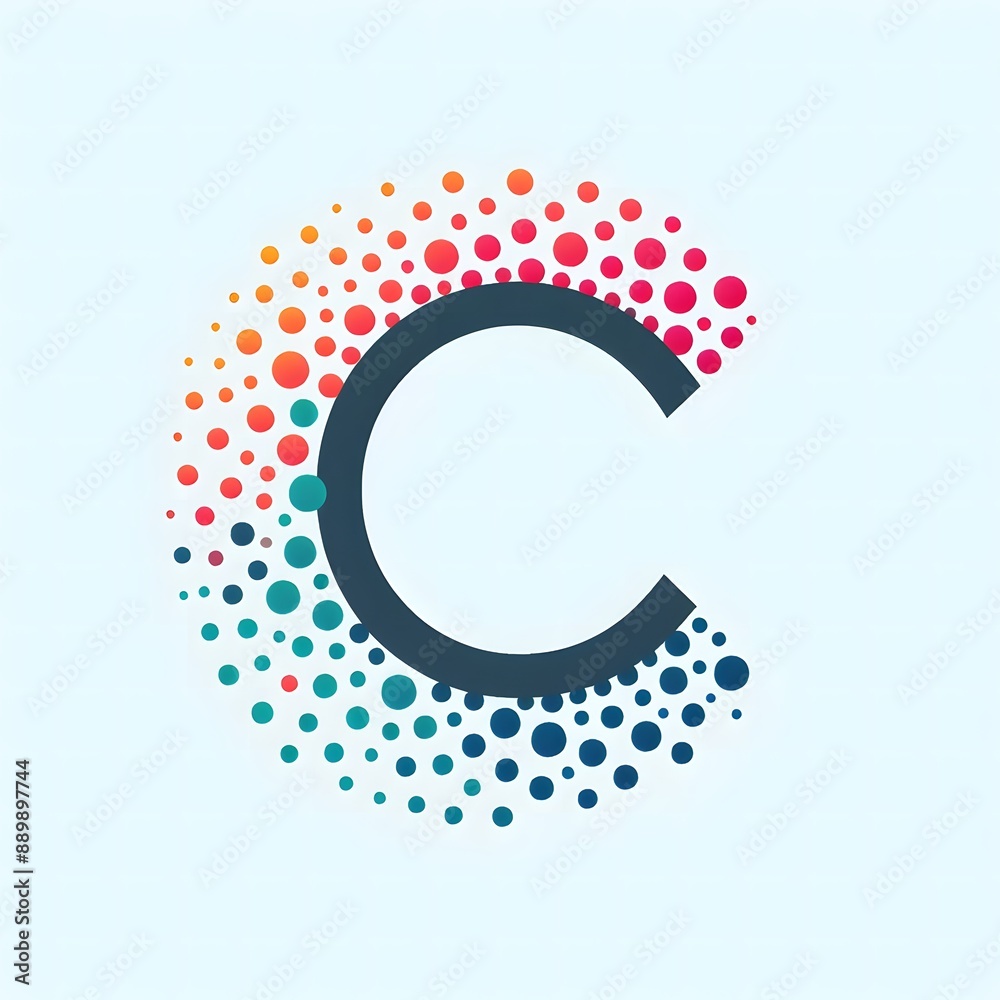 Fototapete AI Generate of Logo Letter C created using random color dots