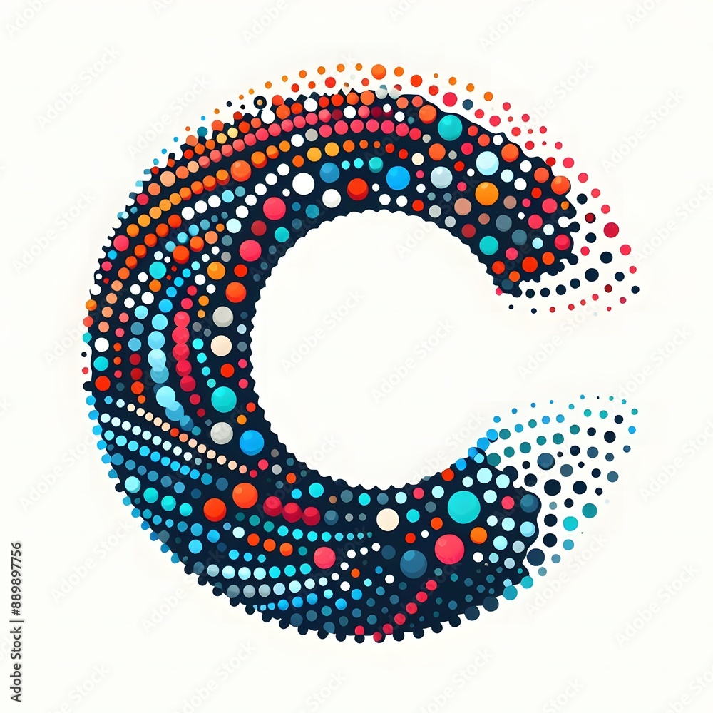 Fototapete AI Generate of Logo Letter C created using random color dots