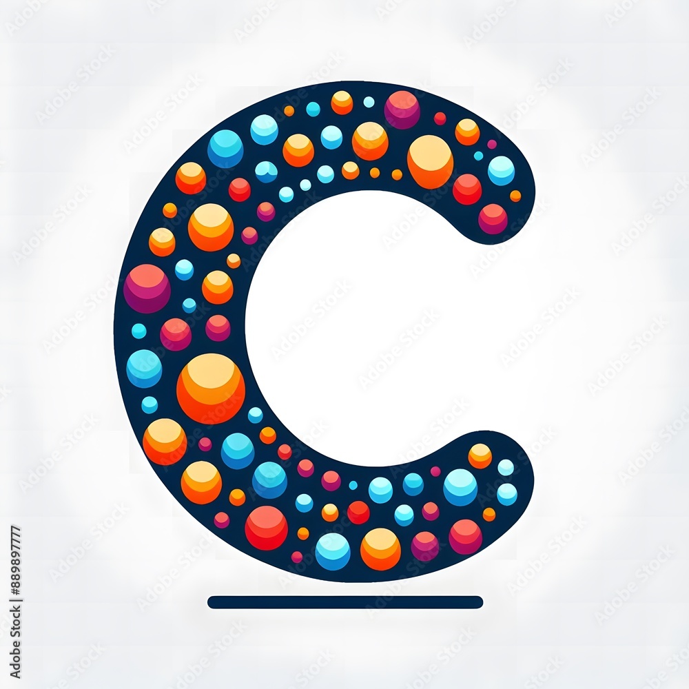 Fototapete AI Generate of Logo Letter C created using random color dots