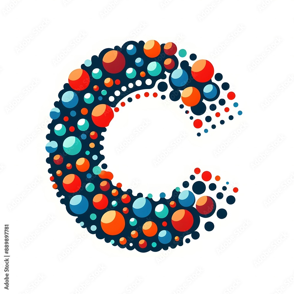 Fototapete AI Generate of Logo Letter C created using random color dots