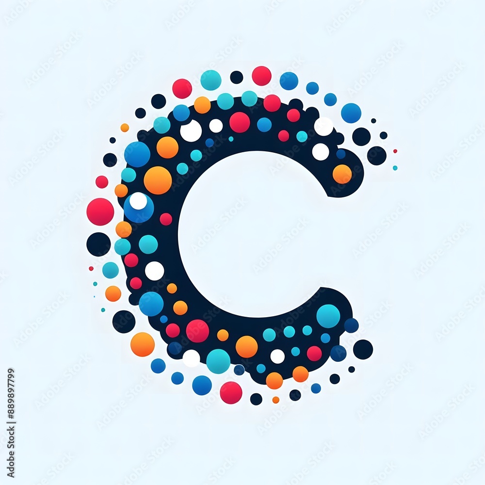 Fototapete AI Generate of Logo Letter C created using random color dots