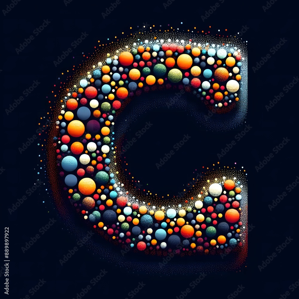 Fototapete AI Generate of Logo Letter C created using random color dots