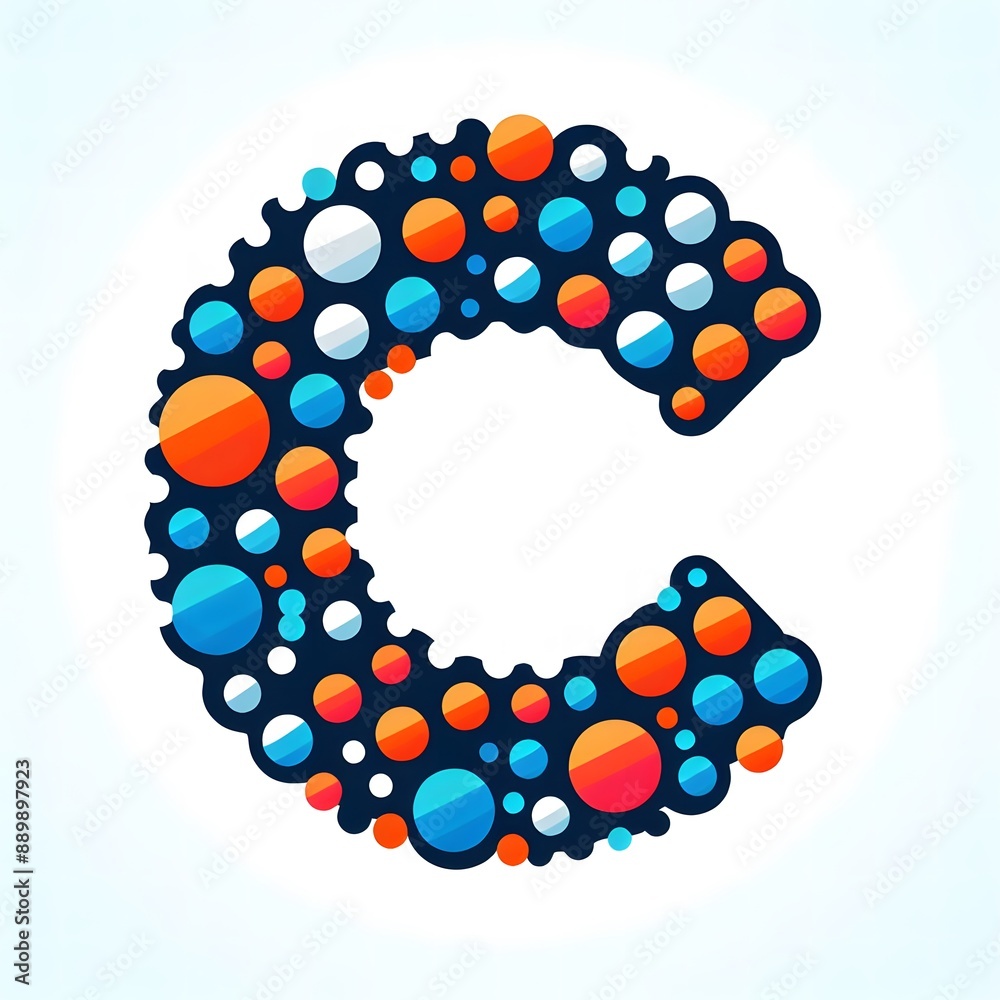 Fototapete AI Generate of Logo Letter C created using random color dots