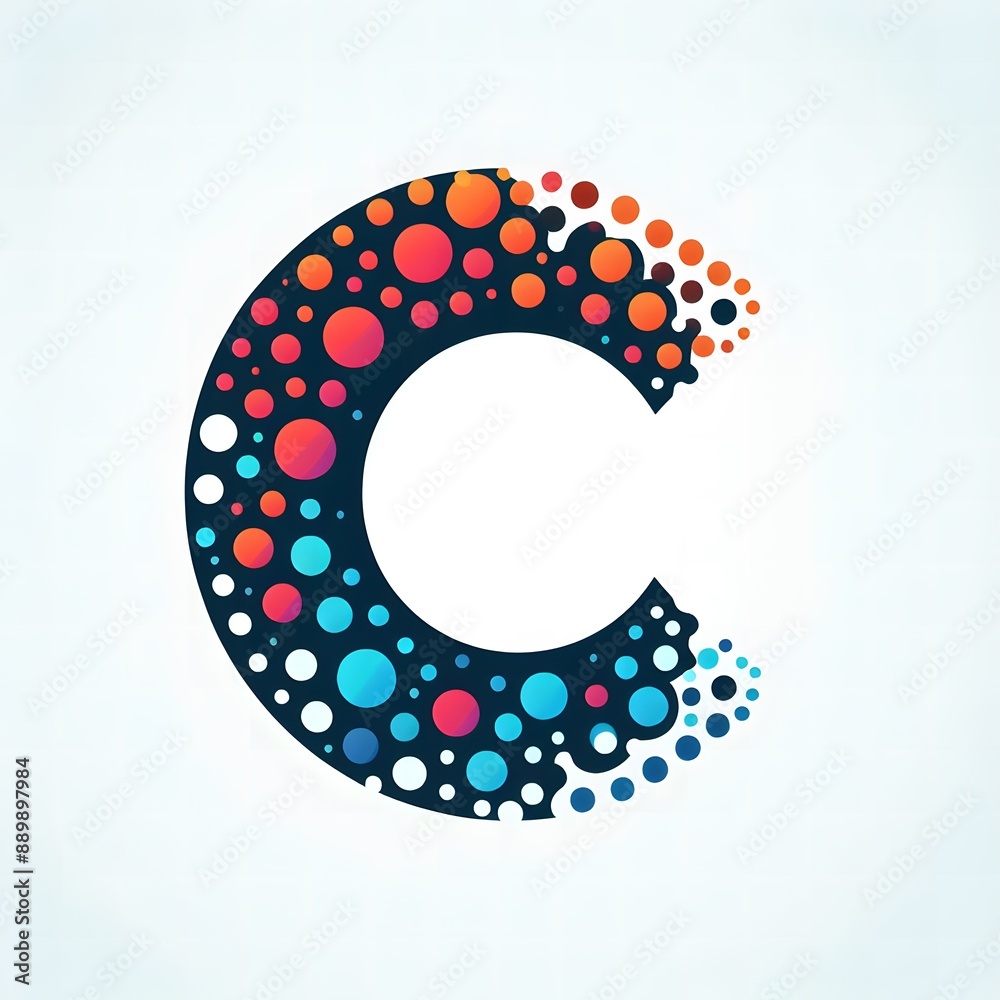 Fototapete AI Generate of Logo Letter C created using random color dots