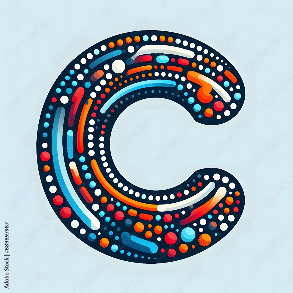 Fototapete AI Generate of Logo Letter C created using random color dots