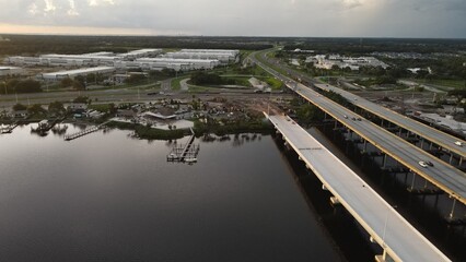 Northbound side during construction of I-275 Manatee River bypass bridge in Bradenton, Florida