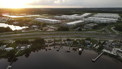 Fototapeta premium industrial buildings in paradise, Manatee River, Florida