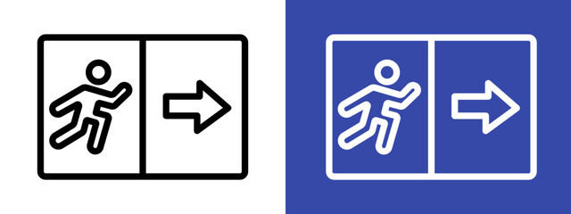 Emergency exit logo sign set vector outline