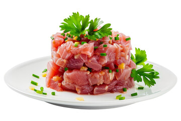 Fresh Tuna Tartare on White Plate