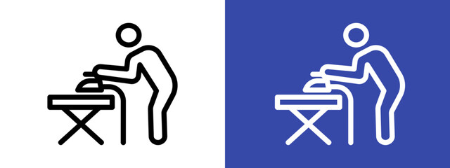 Man iron clothes logo sign set vector outline