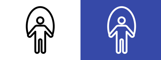 Man jumping with skipping rope logo sign set vector outline