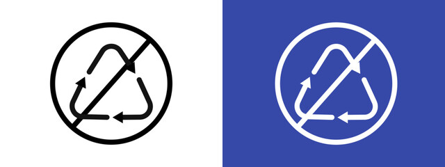 Non Recyclable logo sign set vector outline
