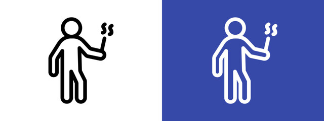 Person smoking logo sign set vector outline