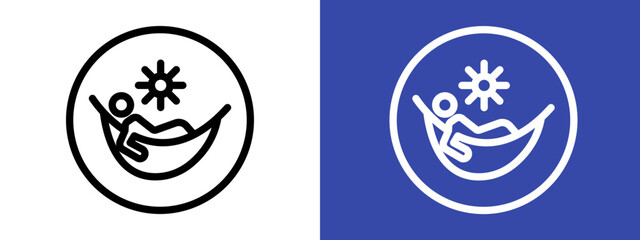 Person relaxing on hammock logo sign set vector outline