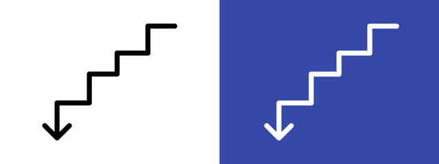 red Down arrow logo sign set vector outline