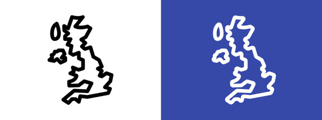 United Kingdom map logo sign set vector outline