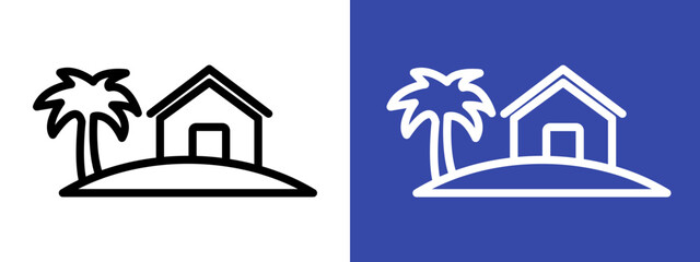 Obraz premium Tropical isle resort logo sign set vector outline