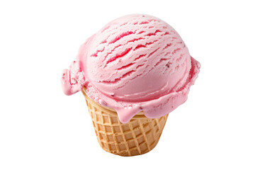 Pink Ice Cream Cone with a Bite