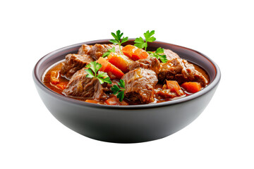 Beef Stew with Carrots and Parsley in a Bowl