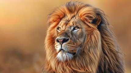 Obraz premium A lion with a long mane and a big, open mouth