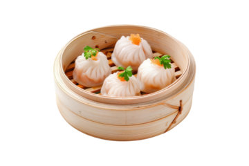 Steamed Dumplings in a Bamboo Steamer