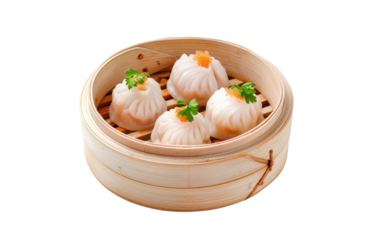 Steamed Dumplings in a Bamboo Steamer