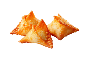 Chinese New Year snack featuring Thai dessert on a white background with fresh yellow chips and sweet orange treats