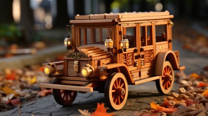 wooden car HD 8K wallpaper Stock Photographic Image 