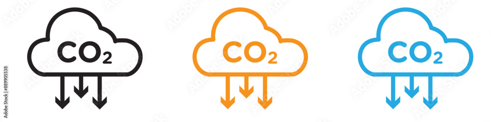 Poster co2 reduction vector logo set collection for web app ui