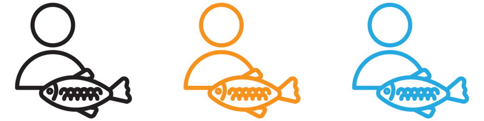 Fisherman with fish vector logo set collection for web app ui
