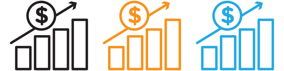Increase money vector logo set collection for web app ui