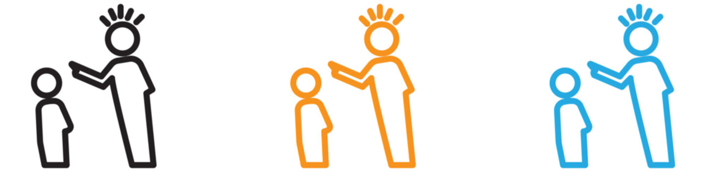 Parents scolding child vector logo set collection for web app ui