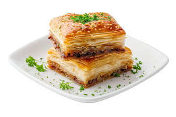 Turkish Delight Baklava with Sesame Seeds and Parsley