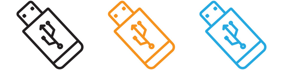 Usb stick vector logo set collection for web app ui
