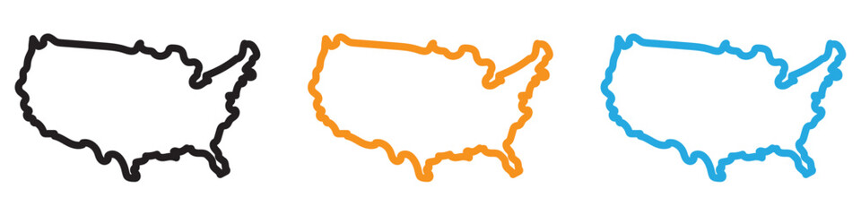 USA Map vector logo set collection for web app ui