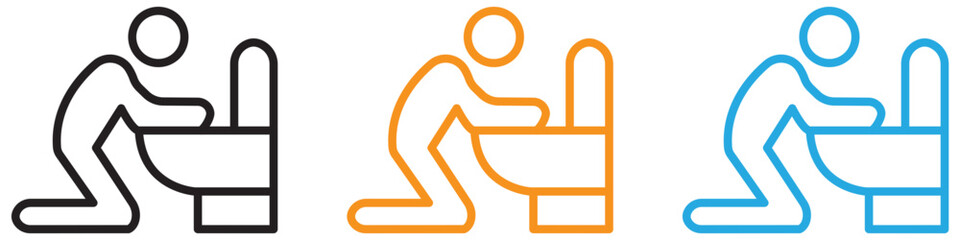 vomiting in bathroom vector logo set collection for web app ui