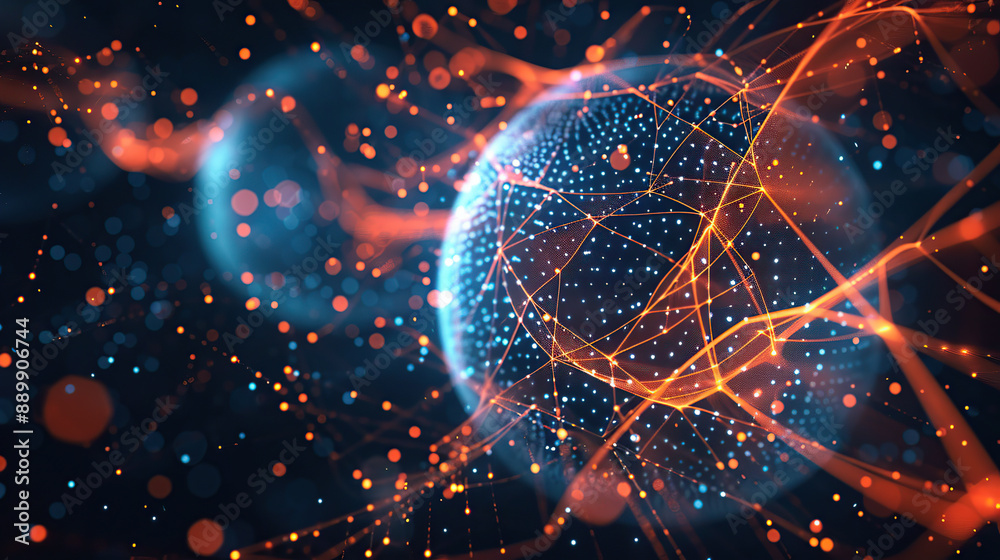 Wall mural abstract communication and future technology data flow