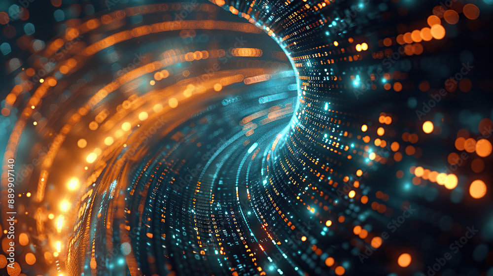 Wall mural abstract communication and future technology data flow