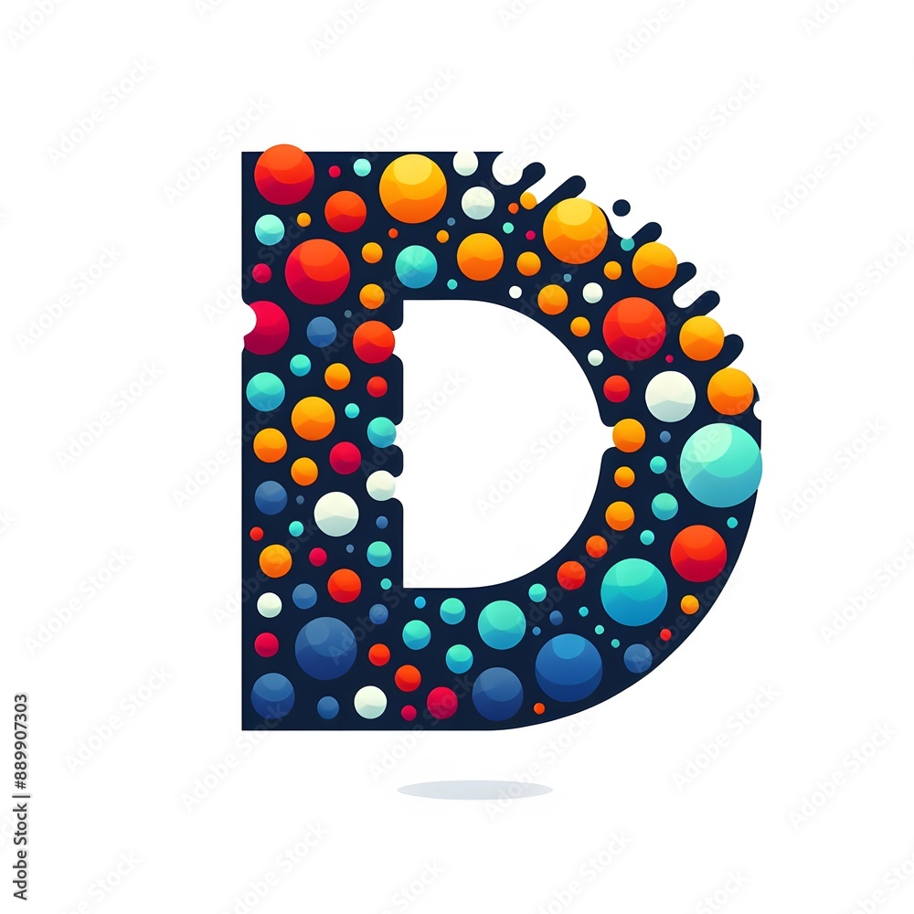 Fototapete AI Generate of Logo Letter D created using random color dots