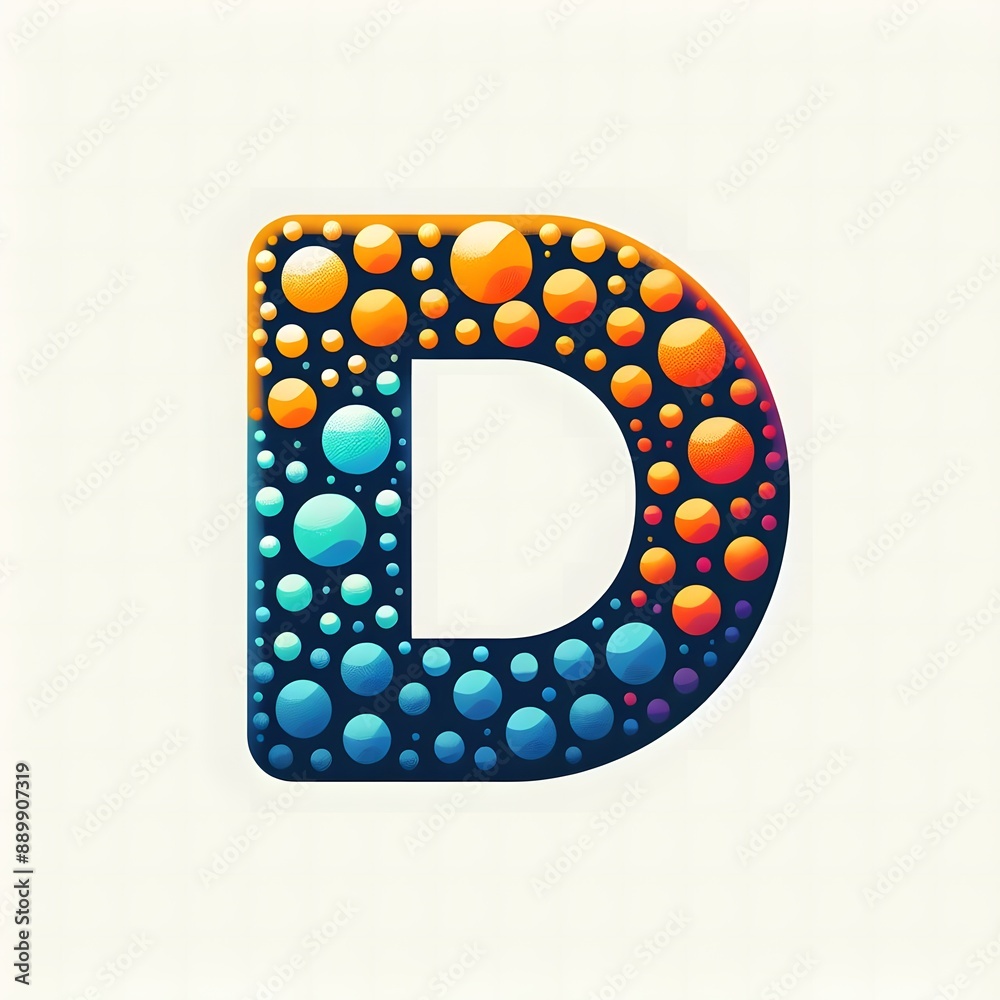 Fototapete AI Generate of Logo Letter D created using random color dots