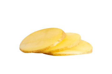 Potato slices isolated on white background